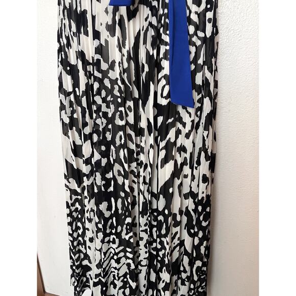 Eliza J Dress Chiffon Halter Maxi Dress Leopard Print Blue Sash Women’s Sz 10P - Picture 5 of 9
